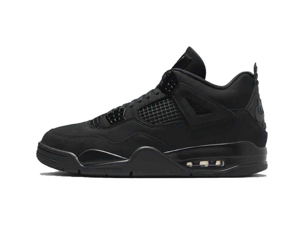 Nike Air Jordan 4 Retro Black Cat 2025 z bočního pohledu